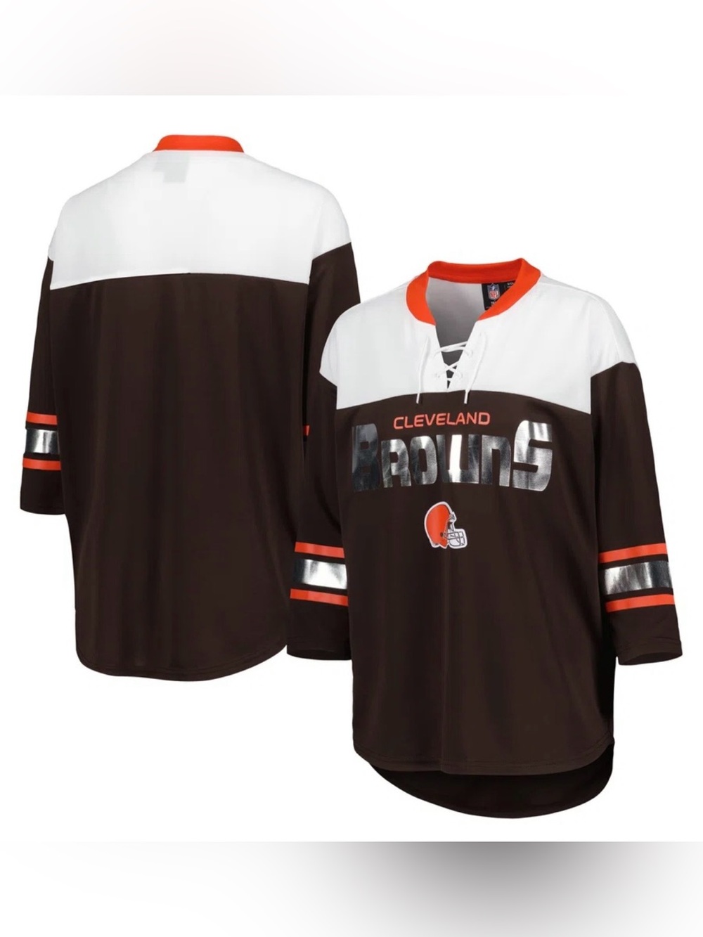 Cleveland Browns G-III 4Her by Carl Banks Women's Double Team 3/4-Sleeve Lace-Up